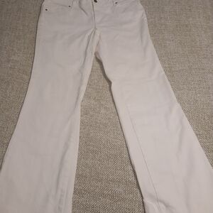 a.n.a White High-Waist Jeans with Branded Button